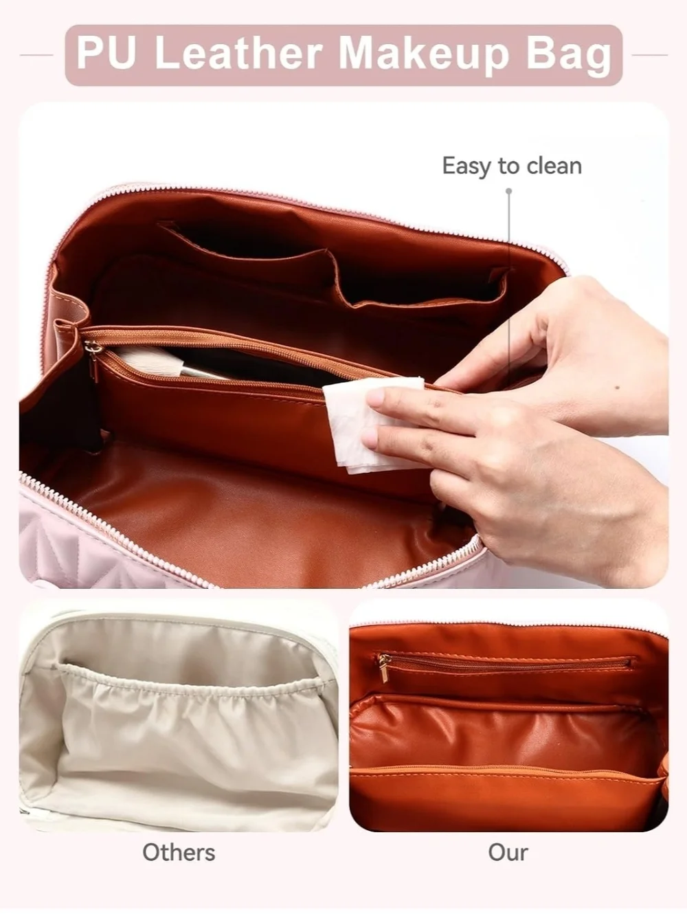 Pink Quilted Cosmetic Travel Case